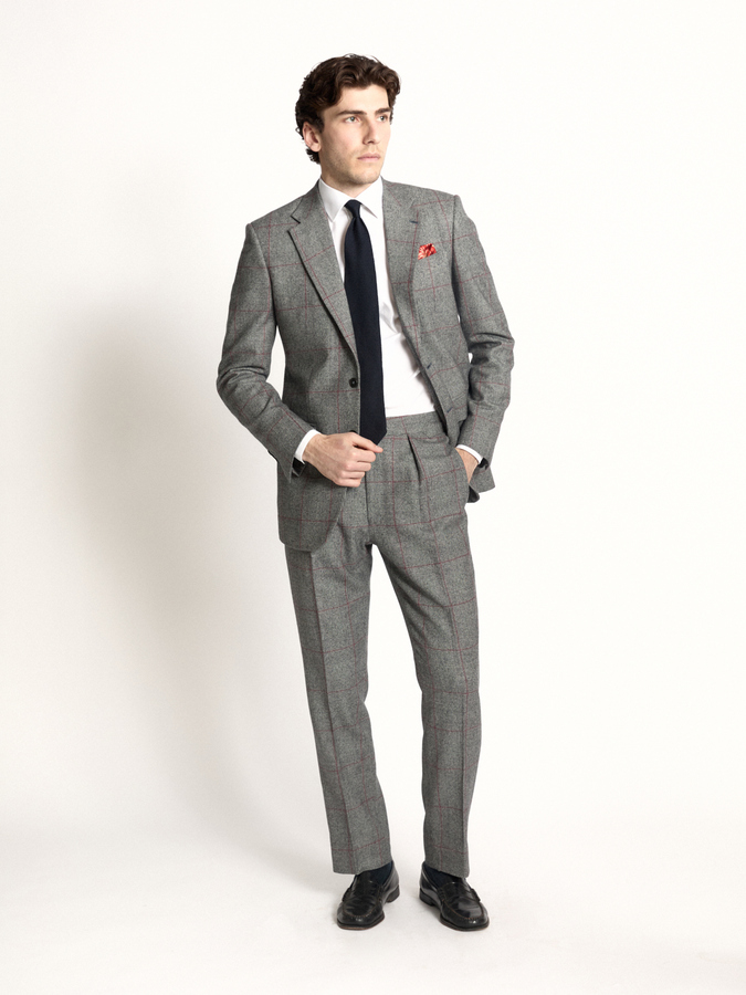 Ambitious Beggars Man In A Suit 7インチ Grey Burgundy Glen Check Flannel - Beggars Run